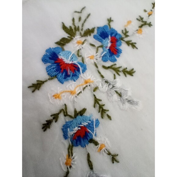 Set 2 NOS Womens Vintage Hand Embroidered 100% Sheer Cotton Handkerchiefs RARE - Picture 6 of 9